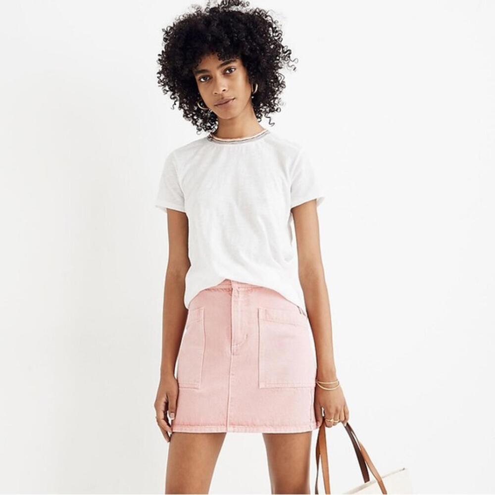 Madewell Whisper Cotton Rainbow Ringer Crewneck Tee in White XXS